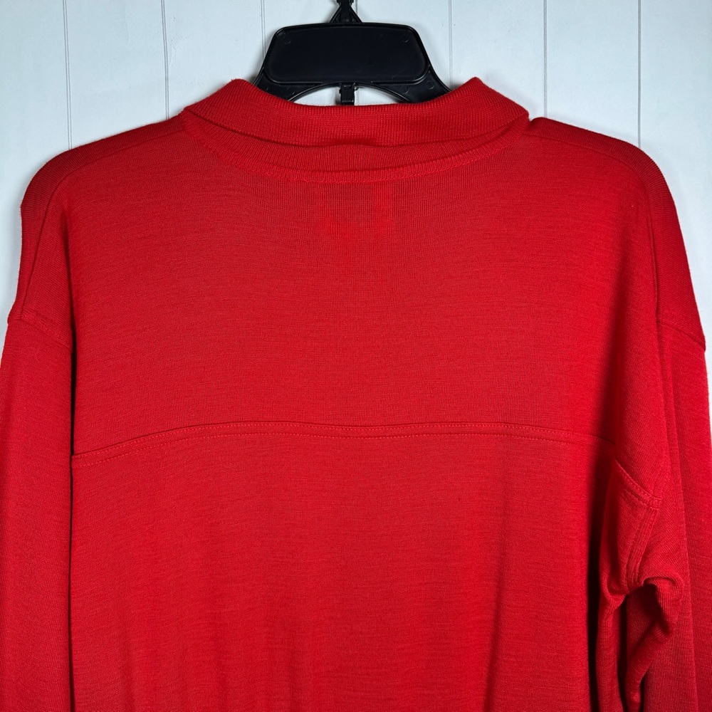 VTG 60s 70s Kiva Sport Red Knit Midi Dress Long Sleeve Modest Housewife size 12 - Picture 6 of 9